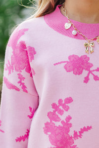 Girls: Time Will Tell Pink Floral Sweater