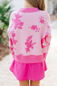 Girls: Time Will Tell Pink Floral Sweater