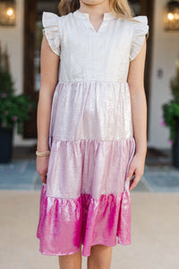 Girls: Make It Your Own Pink Shimmer Midi Dress