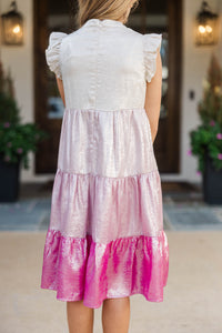 Girls: Make It Your Own Pink Shimmer Midi Dress