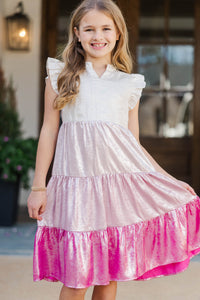 Girls: Make It Your Own Pink Shimmer Midi Dress