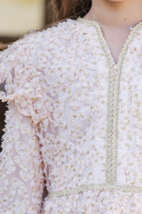 Girls: At This Time Pink Textured Babydoll Dress