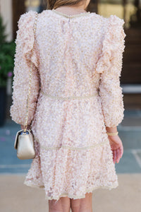 Girls: At This Time Pink Textured Babydoll Dress