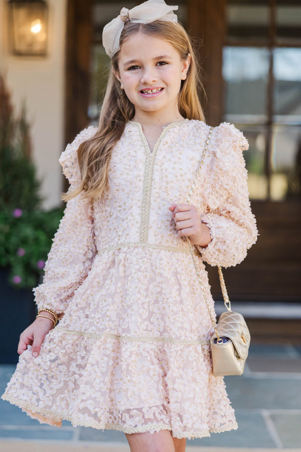 Girls: At This Time Pink Textured Babydoll Dress