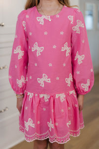 Girls: The Kristy Fuchsia Bow Eyelet Dress