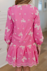 Girls: The Kristy Fuchsia Bow Eyelet Dress
