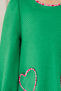 Girls: Happy Heart Green Heart Pocket Dress