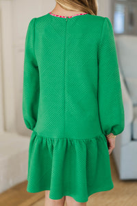 Girls: Happy Heart Green Heart Pocket Dress