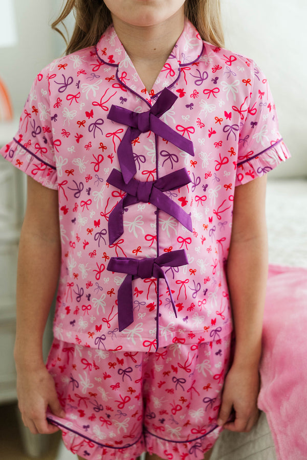 Girls: Sweet Dreams Pink Bow Print Pajama Set