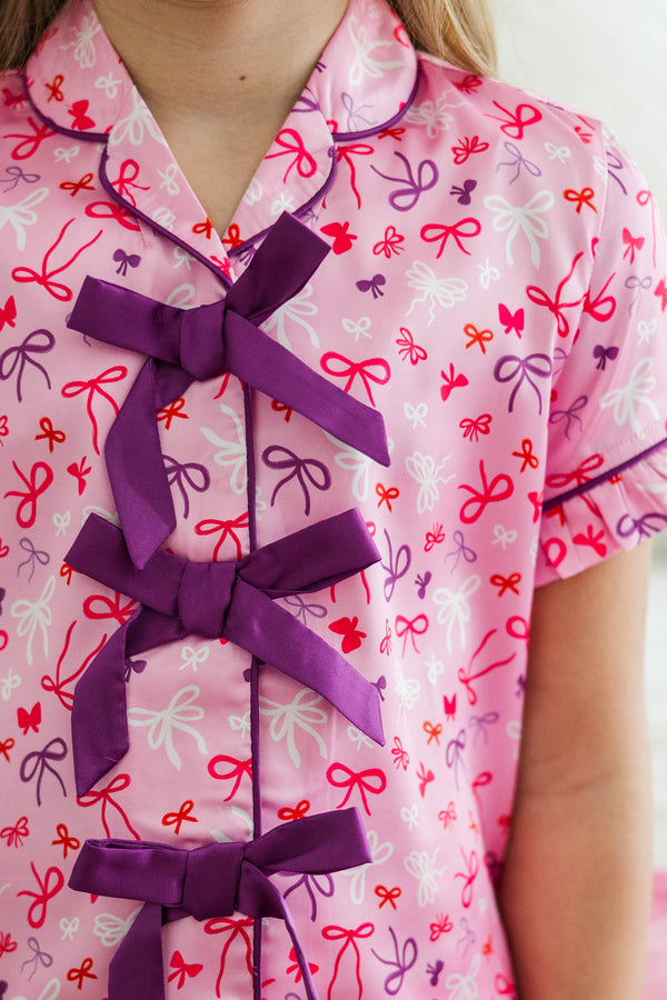 Girls: Sweet Dreams Pink Bow Print Pajama Set