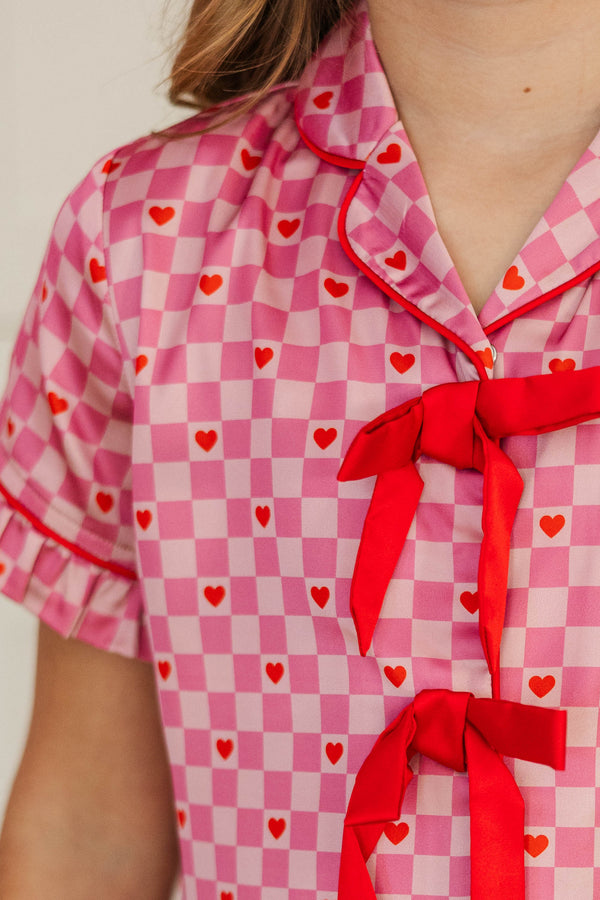 Girls: Sweet Dreams Pink Gingham Pajama Set