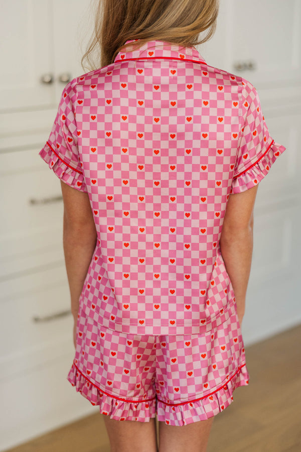 Girls: Sweet Dreams Pink Gingham Pajama Set