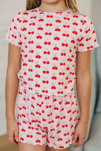 Girls: Sleepin' Sweet Blush Pink Cherries Pajama Set
