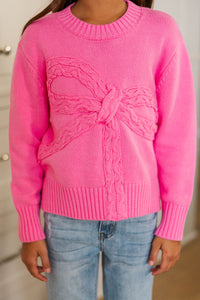 Girls: A Little Dream Pink Bow Sweater
