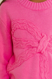 Girls: A Little Dream Pink Bow Sweater