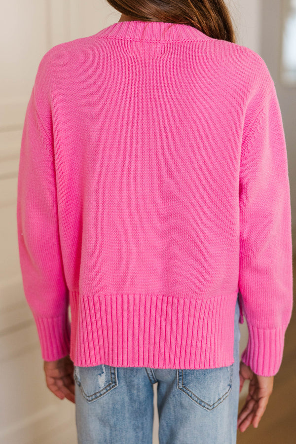 Girls: A Little Dream Pink Bow Sweater