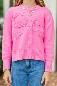 Girls: A Little Dream Pink Bow Sweater