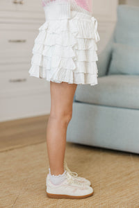 Girls: Can't Stop Twirling White Ruffled Skort