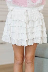 Girls: Can't Stop Twirling White Ruffled Skort