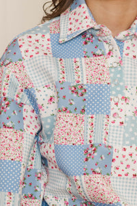 Girls: Sweet Statements Blue Patchwork Pullover