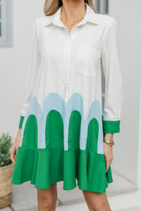 Always Treat Yourself Green Colorblock Shift Dress