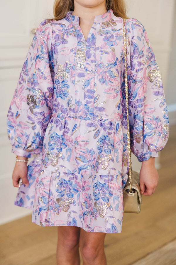 Girls: Always On My Mind Lavender Brocade Dress