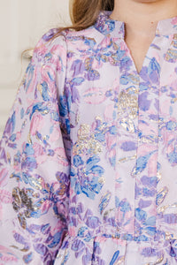 Girls: Always On My Mind Lavender Brocade Dress