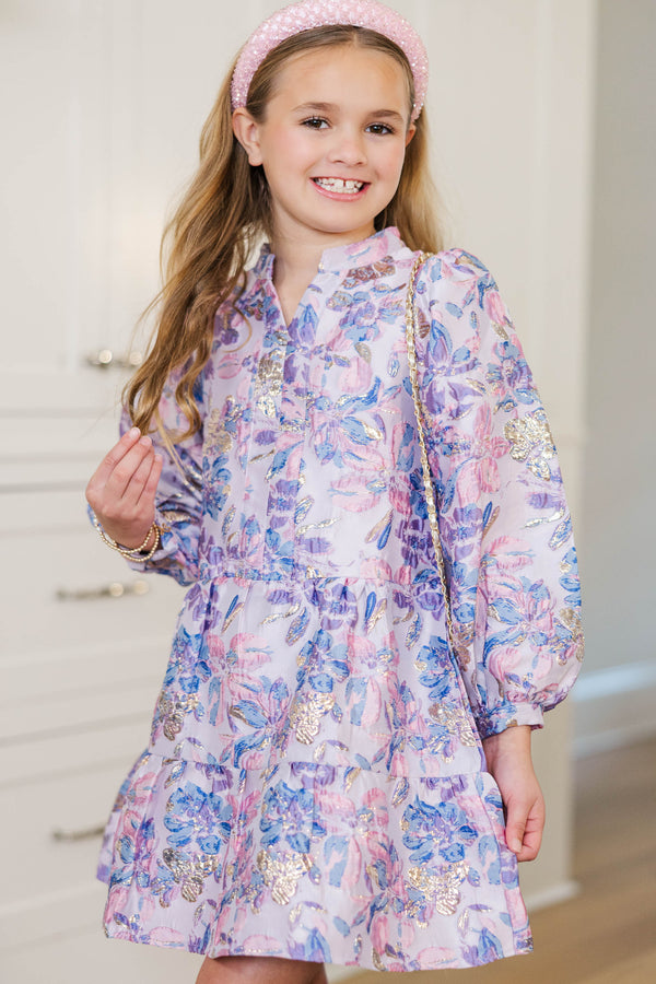 Girls: Always On My Mind Lavender Brocade Dress