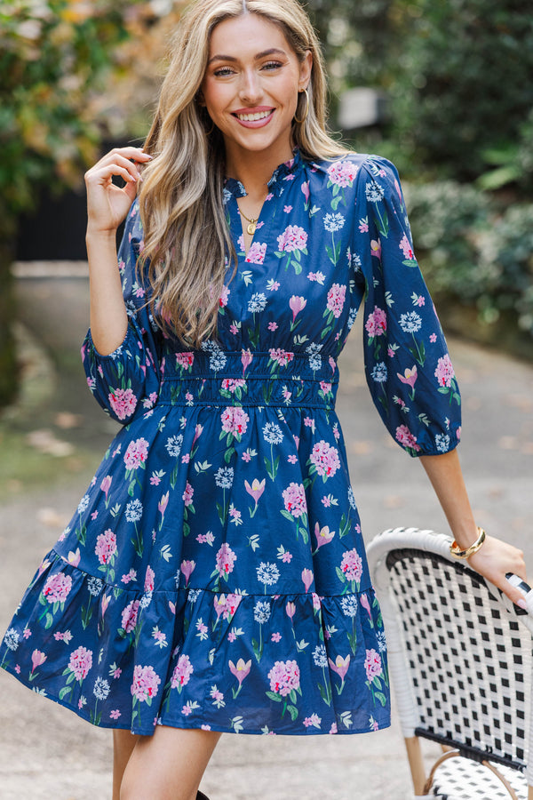 It's All Alright Navy Floral Dress