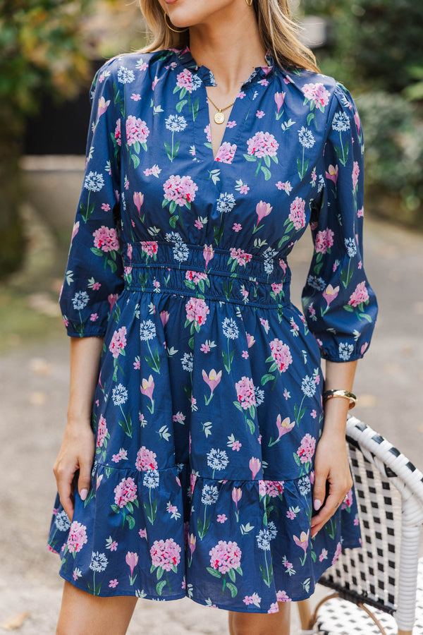 It's All Alright Navy Floral Dress