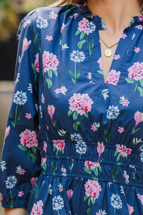It's All Alright Navy Floral Dress