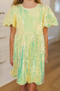 Girls: Add a Little Shine Yellow Sequin Babydoll Dress
