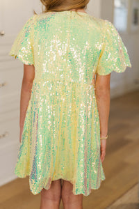 Girls: Add a Little Shine Yellow Sequin Babydoll Dress