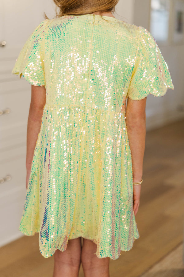Girls: Add a Little Shine Yellow Sequin Babydoll Dress