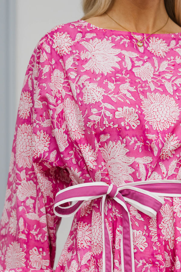 Stay Close Pink Chintz Dress