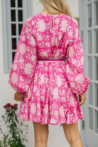 Stay Close Pink Chintz Dress