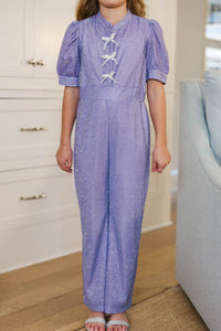 Girls: Time To Stand Out Lavender Shimmer Jumpsuit