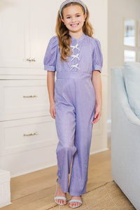 Girls: Time To Stand Out Lavender Shimmer Jumpsuit