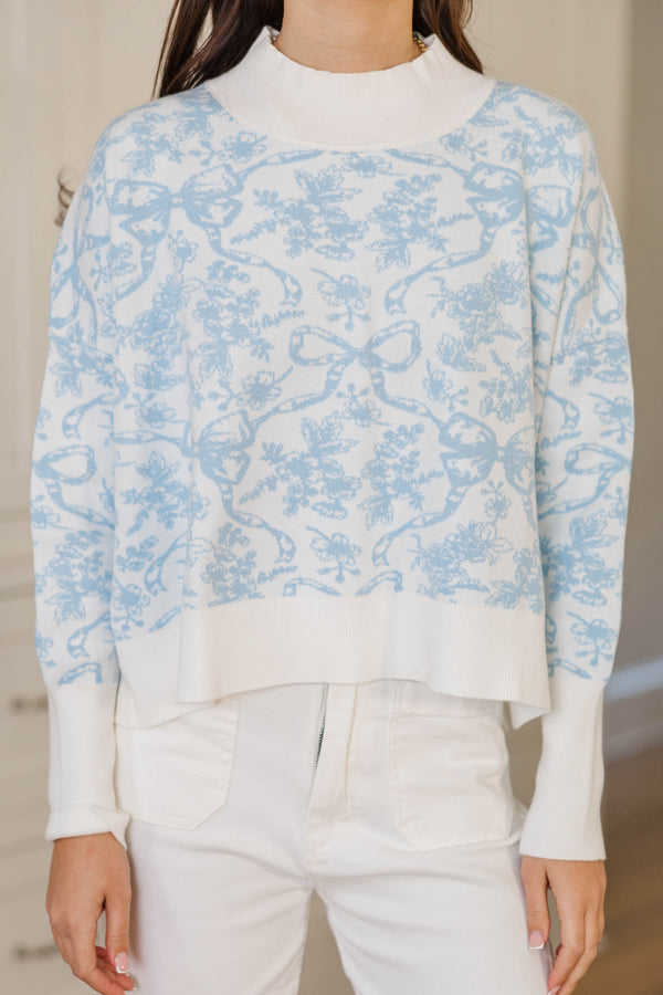 Perfectly You Light Blue Argyle Cropped Sweater