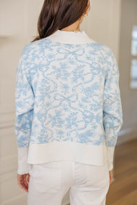 Perfectly You Light Blue Argyle Cropped Sweater