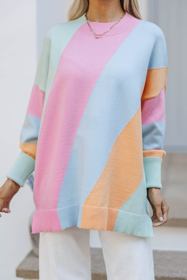 A Perfect Love Light Blue Colorblock Sweater