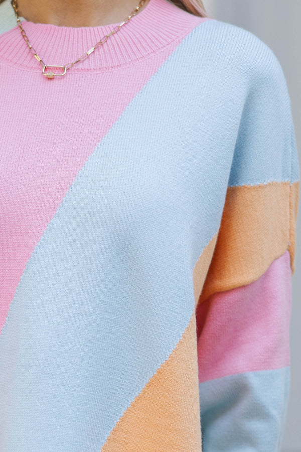 A Perfect Love Light Blue Colorblock Sweater