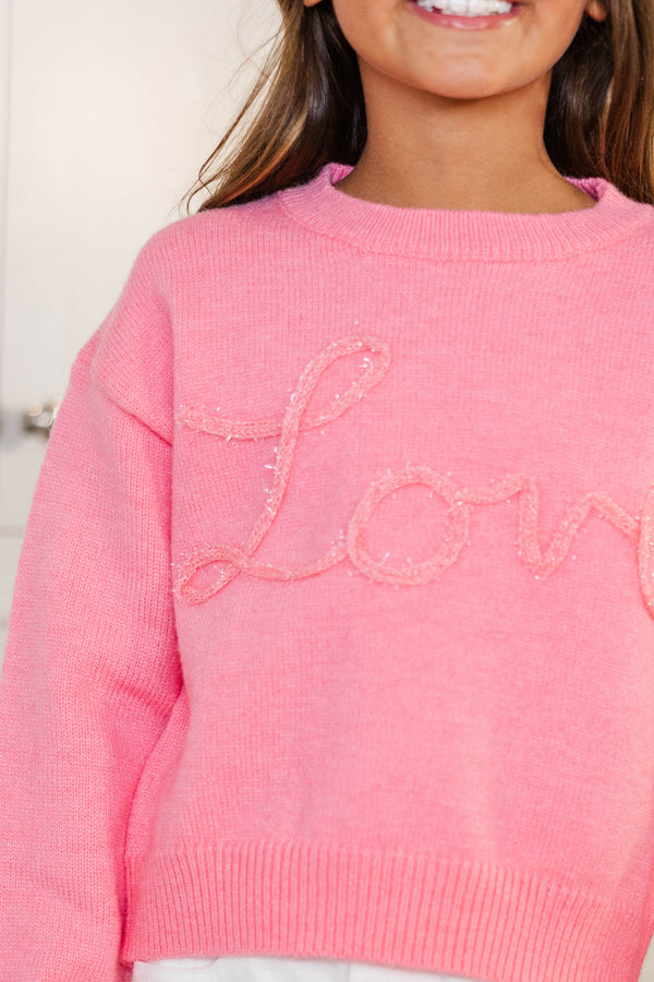 Girls: With Love Pink Script Sweater