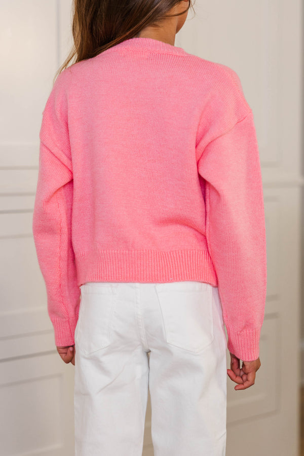 Girls: With Love Pink Script Sweater