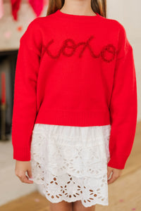 Girls: With Love XOXO Red Script Sweater