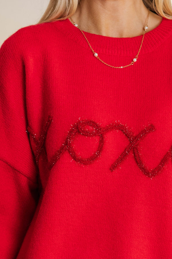 With Love XOXO Red Script Sweater