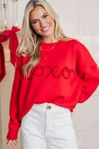 With Love XOXO Red Script Sweater