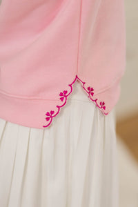 Girls: With The Cutest Blush Heart Patchwork Sweatshirt