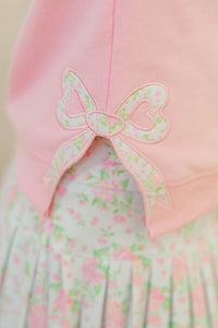 Girls: With The Cutest Pink Bow Patchwork Sweatshirt