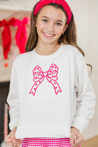 Girls: With The Cutest White Love Embroidered Sweatshirt
